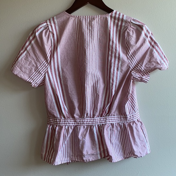 MADEWELL Ruffle-Hem Wrap Top in Stripe Mix Small - Picture 9 of 9